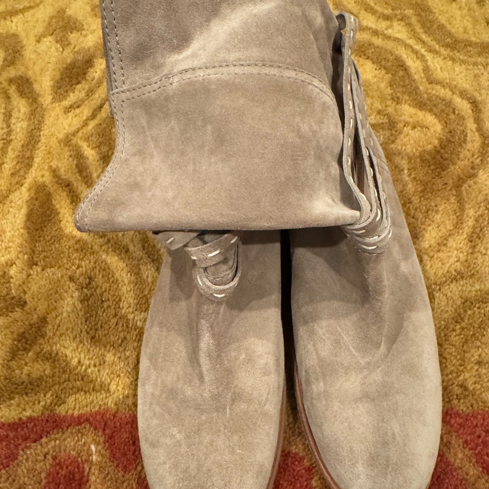 Frye Gray Suede Heeled Boots